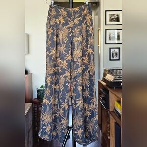 FARM Rio Palm Print Wide-Leg Pants